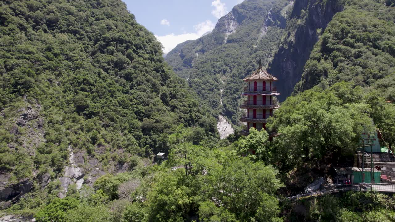 Aerial view of Xiangde Temple in Taroko National Park, Hualien county district, Taiwan