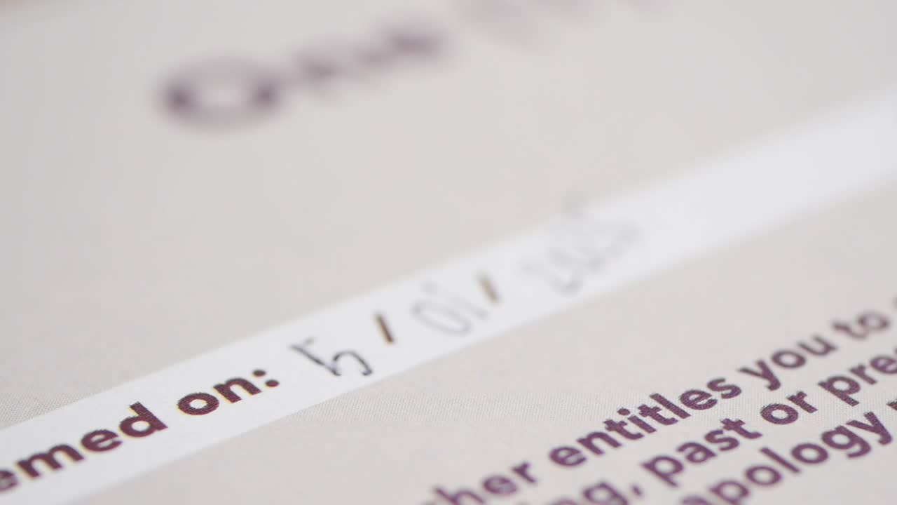Close-up of a voucher