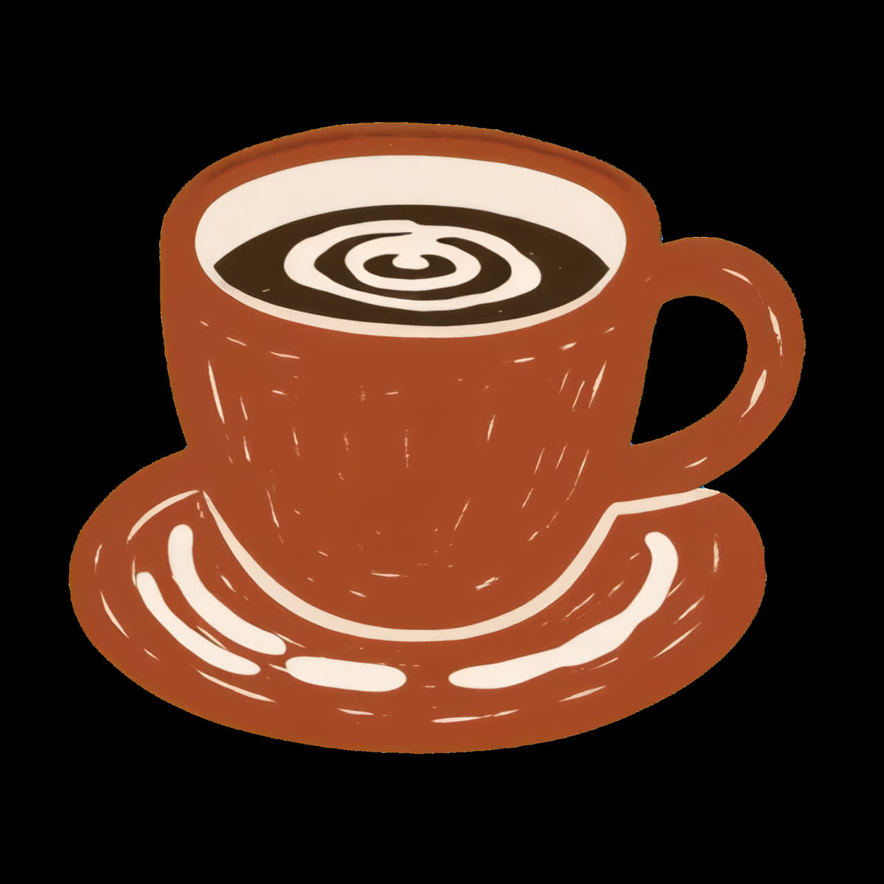 Illustrated coffee cup animation isolated asset, transparent 4K video, alpha channel, ProRes 4444
