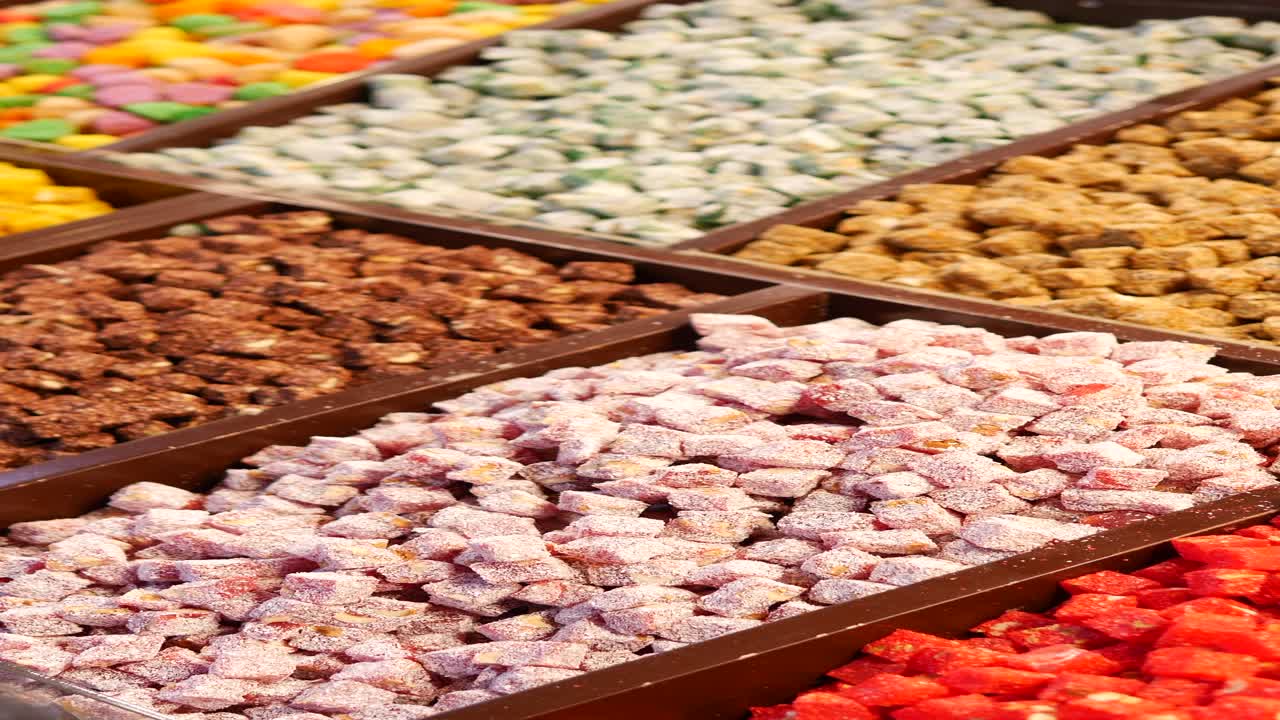 Colorful Turkish Delight Display at a Market