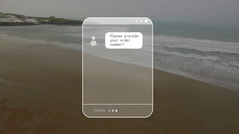 animación de la interfaz de las redes sociales sobre el paisaje costero