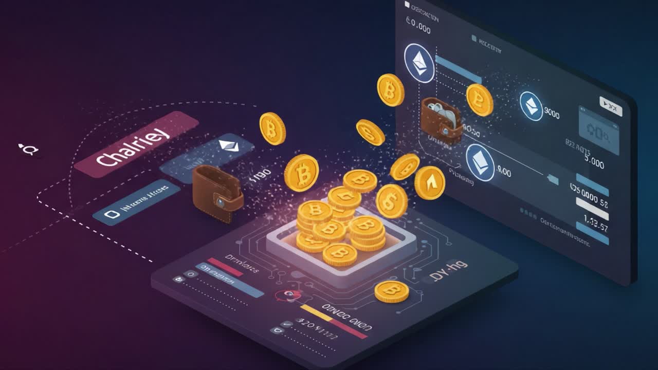 Isometric illustration of cryptocurrency transactions and digital finance