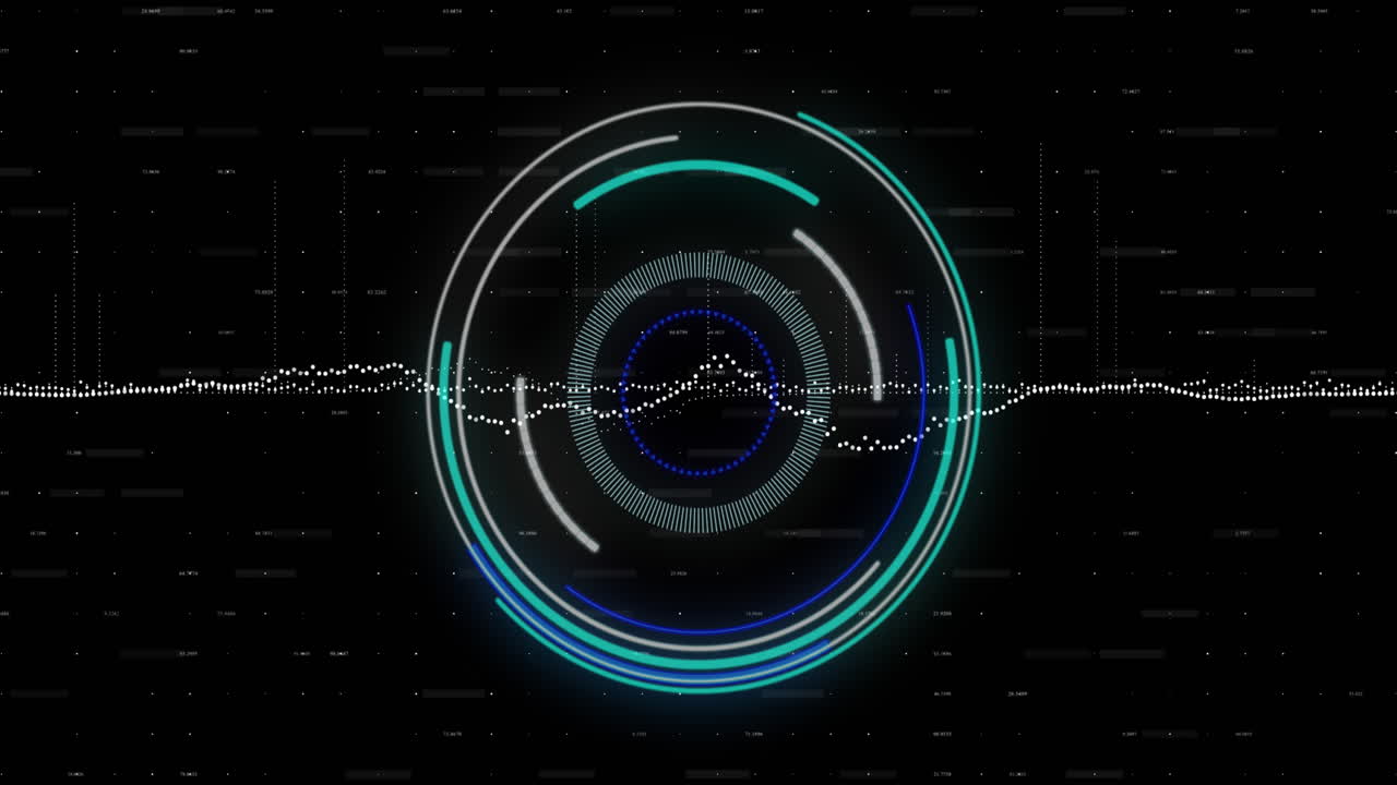 Animation of graphs over circles against changing numbers on black background