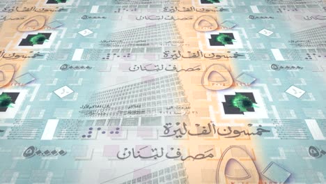 billetes de cincuenta mil libras libanesas del líbano, dinero en efectivo, bucle