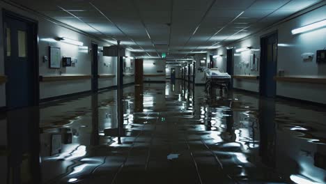 flooded hospital corridor