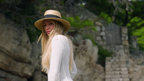 attractive tourist woman in summertime on the adriatic sea in croatia