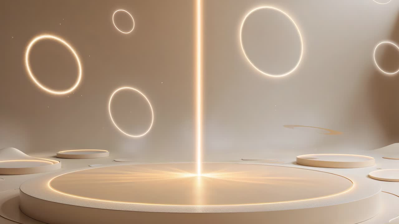 Minimalist Product Display with Geometric Shapes and Glowing Light