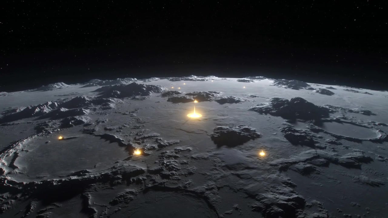 Bagliore centrale che si intensifica da deboli bagliori che emettono un pennacchio sopra i bacini, il bagliore sinistro che invia un pennacchio di polvere.