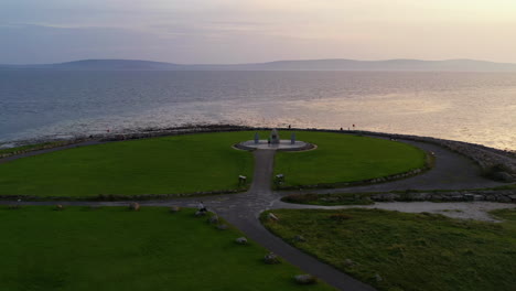 twilight hour flyover of public park in galway bay