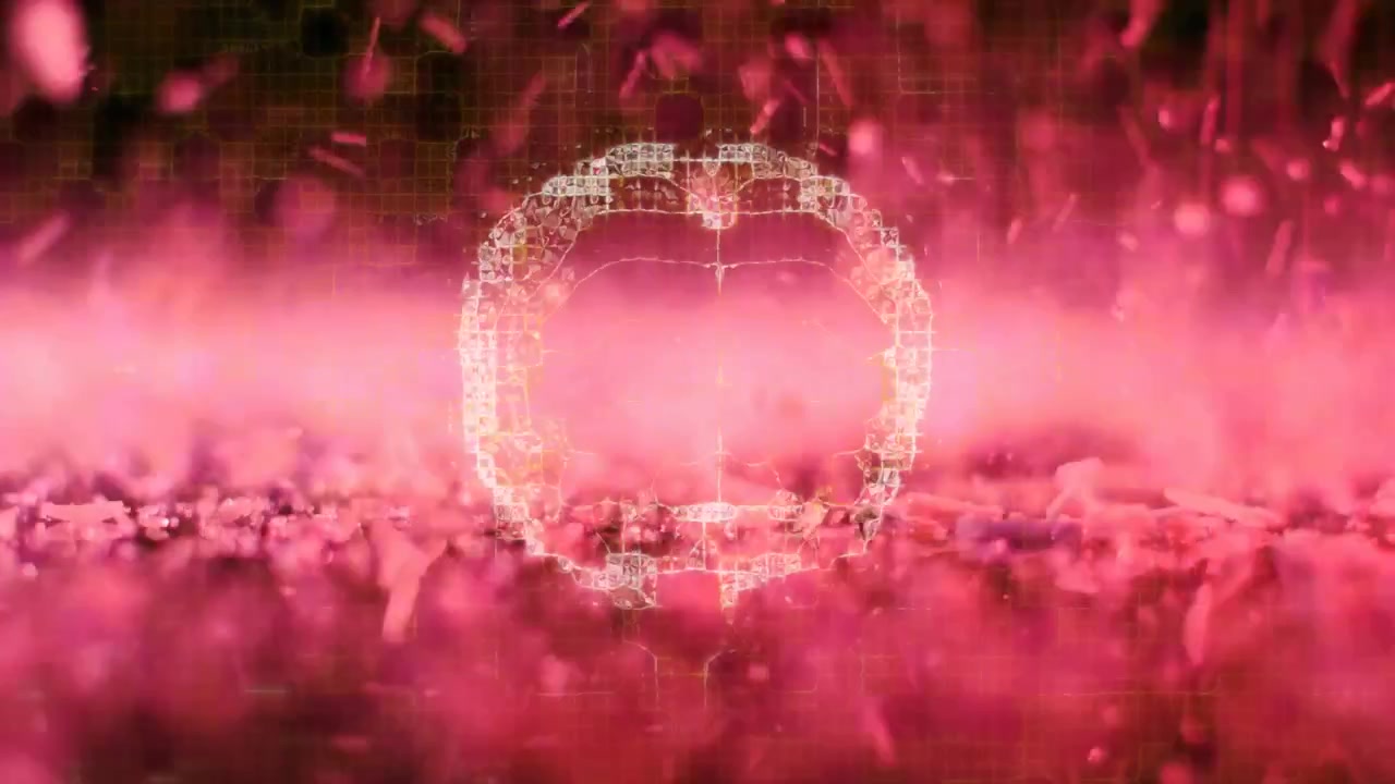 Hologram Otak Manusia Digital Muncul di Tengah Partikel Merah Muda Berjatuhan.