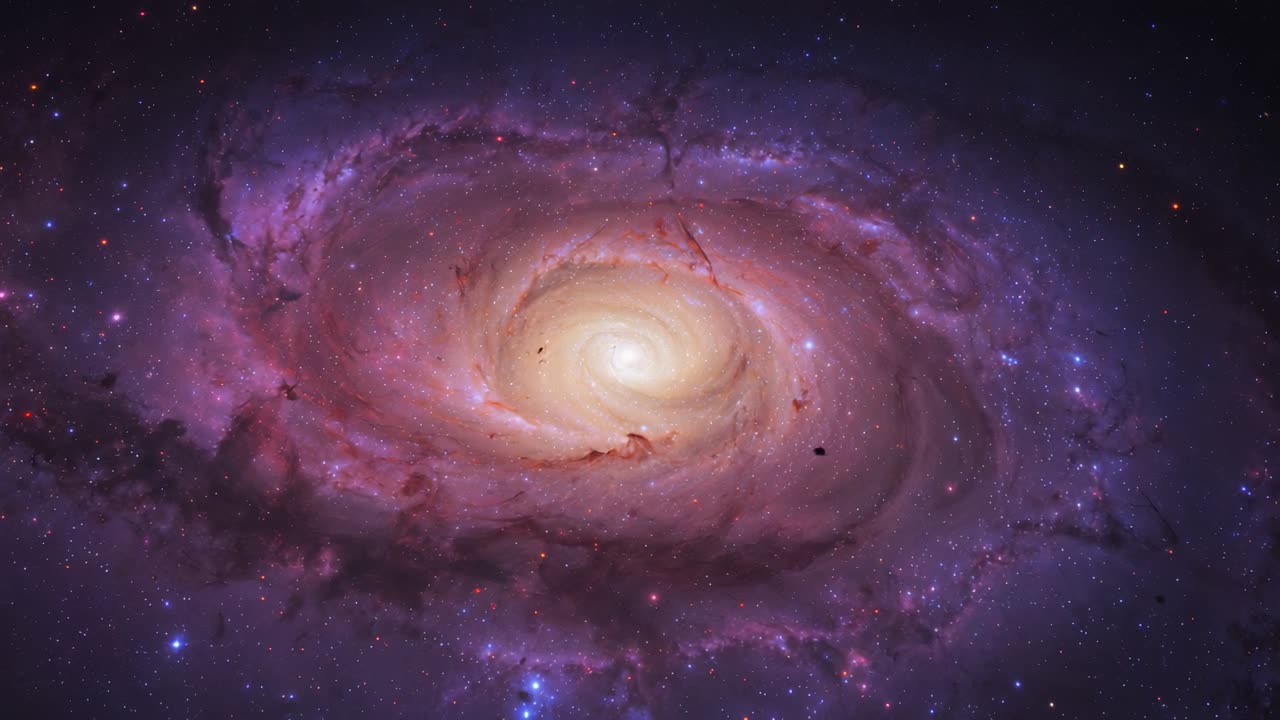 Displaying barred spiral galaxy holding still in space, showing star-forming regions and dust lanes