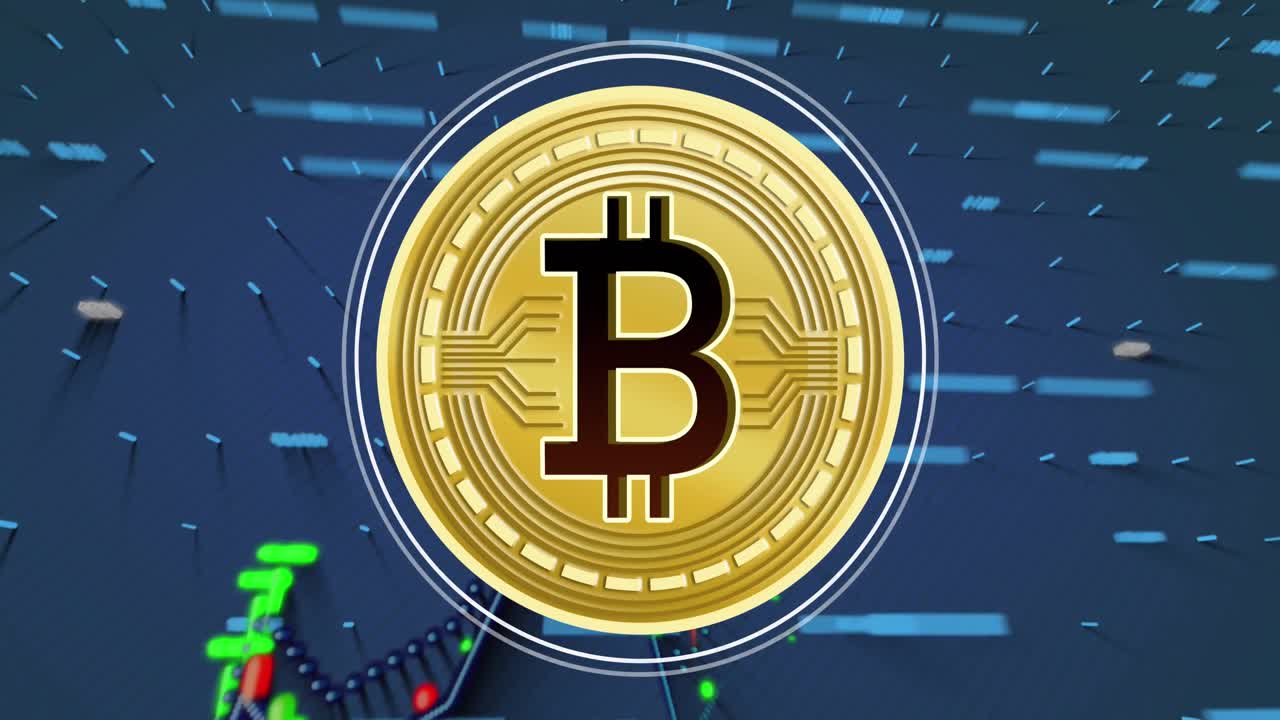 animación del procesamiento de datos sobre un fondo azul