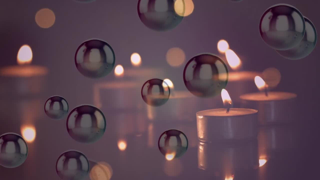 animación de velas de té con puntos de luz parpadeantes