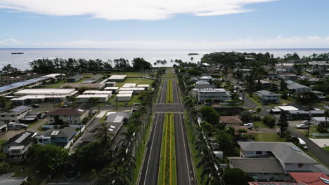 aerial rise over long straightway, view of pacific ocean, island of oahu, hawaii