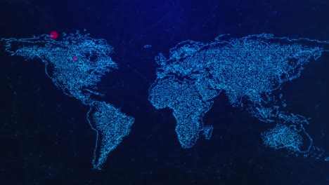 blue digital map global connection scattered red dots for data visualization communication cyber