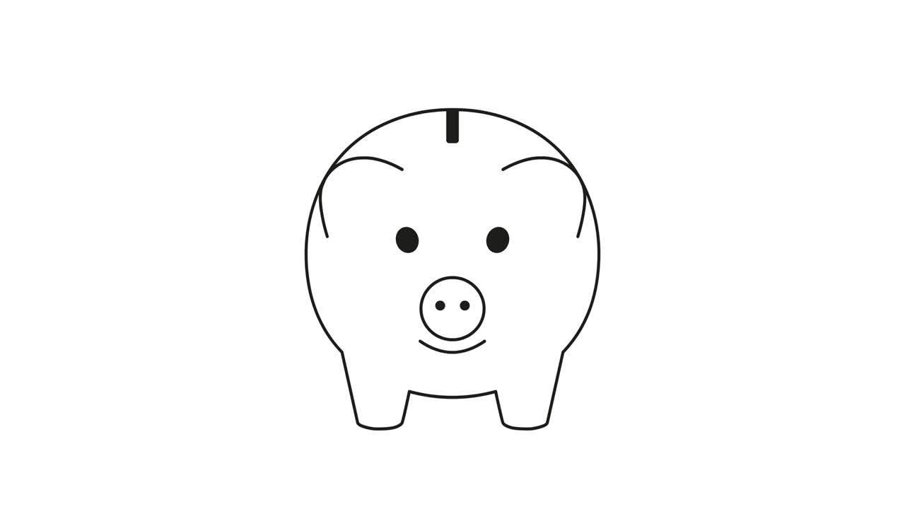 Animation of rotation of piggy bank icon.