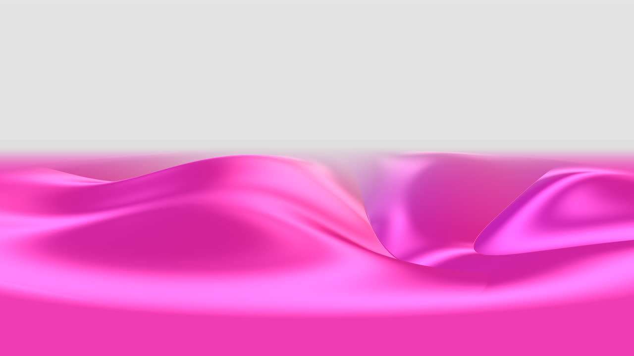 Sfondo astratto di onde liquide rosa con superficie liscia e lucida, animazione 3D