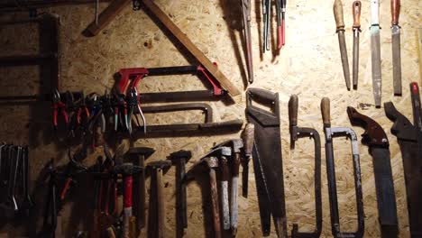 vintage workshop with old woodworking tools