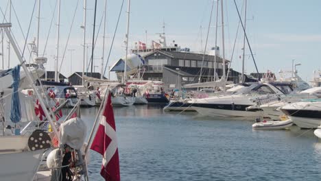 beautiful marina with sailboats and yachts on a sunny day