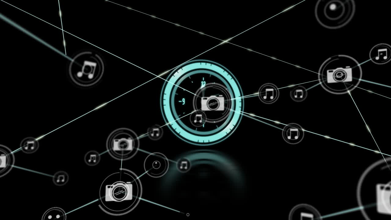 시계에 대한 아이콘으로 연결 네트워크의 애니메이션