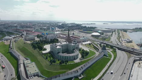 aerial panorama of old russian city kazan with historic landmarks