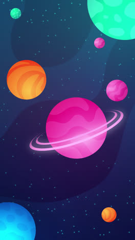 colorful cartoon planets in space