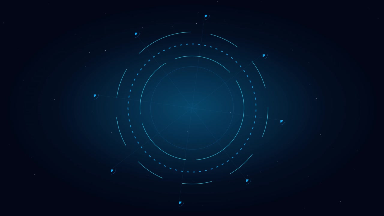 Abstract Digital HUD Interface with Rotating Circular Elements