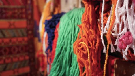 wall at the carpet maker workshop, morocco