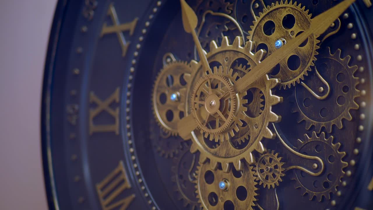 Close-up of a clock with gears
