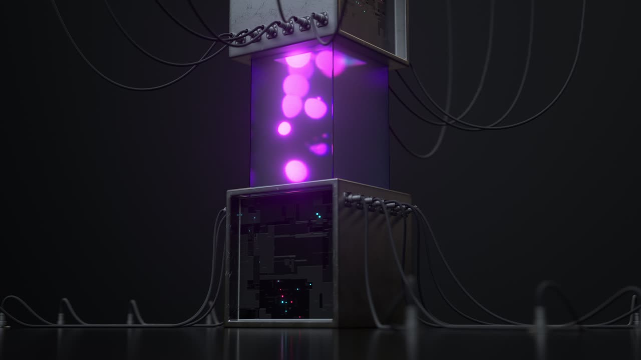 incubadora alienígena en el laboratorio de ciencia ficción bucle sin costuras animación de renderización 3d