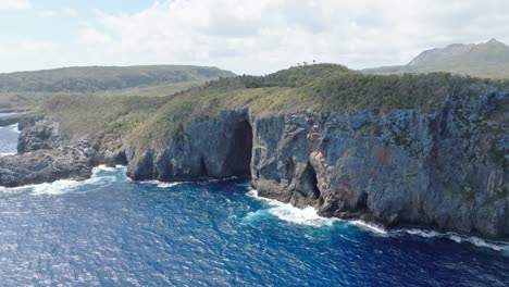 cabo cabron national park also known as &quot;the three doors&quot; in samana, dominican republic - aerial drone shot