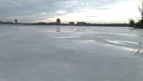 lake surface in minneapolis minnesota completly frozen