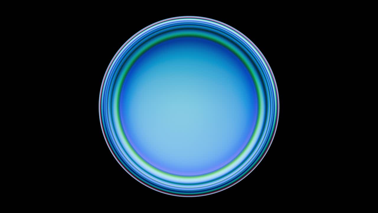 Rotating Iridescent Oval Shape on Black Background