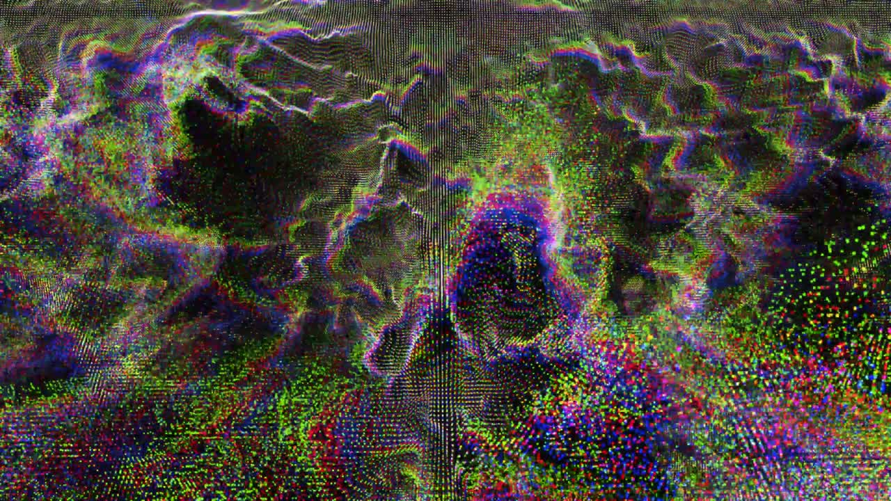 abstracto millones de partículas de tono rojo verde azul grandes datos tecnología digital forma de onda