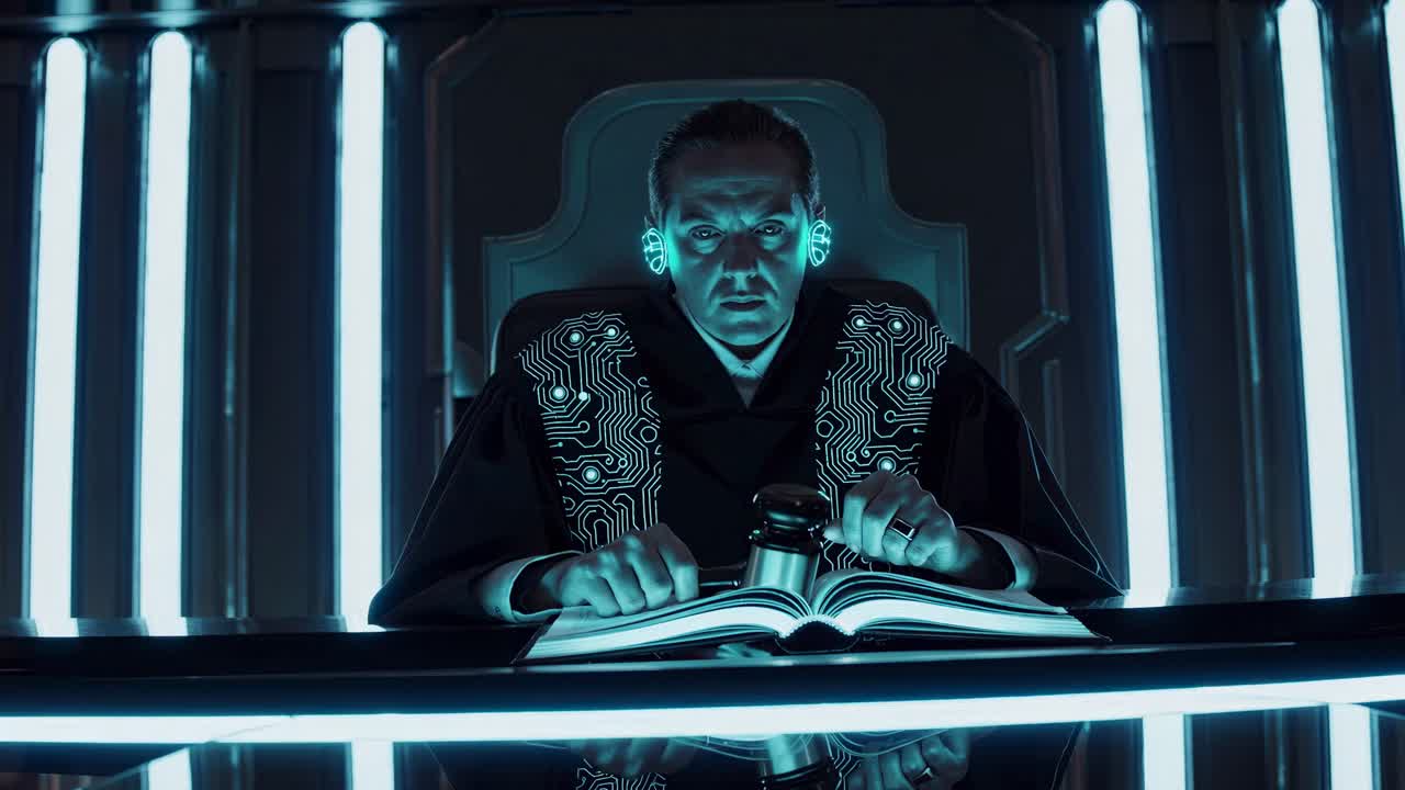 Futuristic Judge in Cyber Courtroom