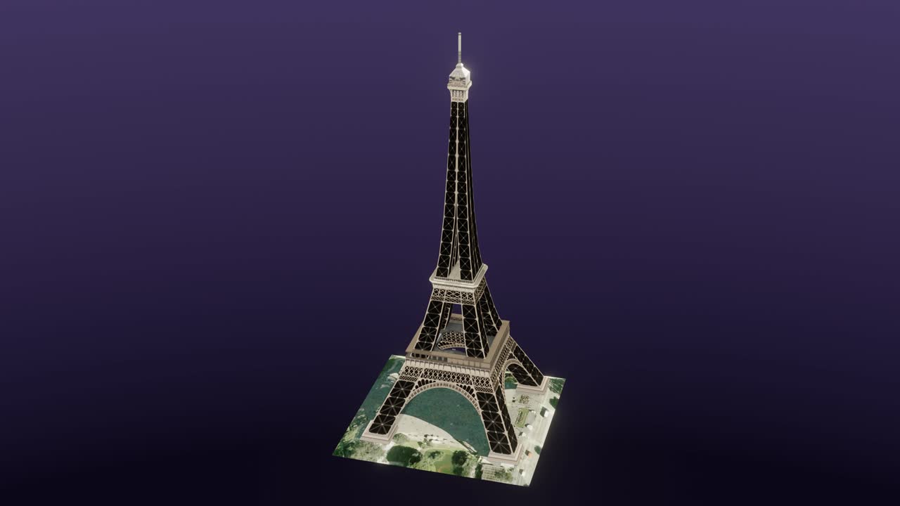 Stylized Eiffel Tower, cg, camera orbits