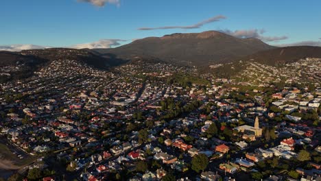 battery point suburb, hobart city in tasmania, australia. aerial drone panoramic view