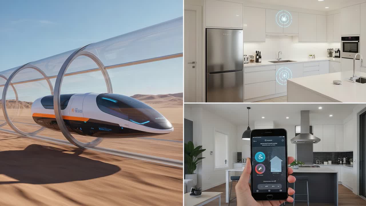 Futuristic High-Speed Transport and Smart Home Technology Showcase: A Seamless Integration of Advanced Mobility and Intelligent Living Spaces