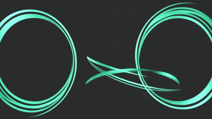 Abstract Motion Graphics Featuring Glowing Teal Circles and Dynamic Light Trails