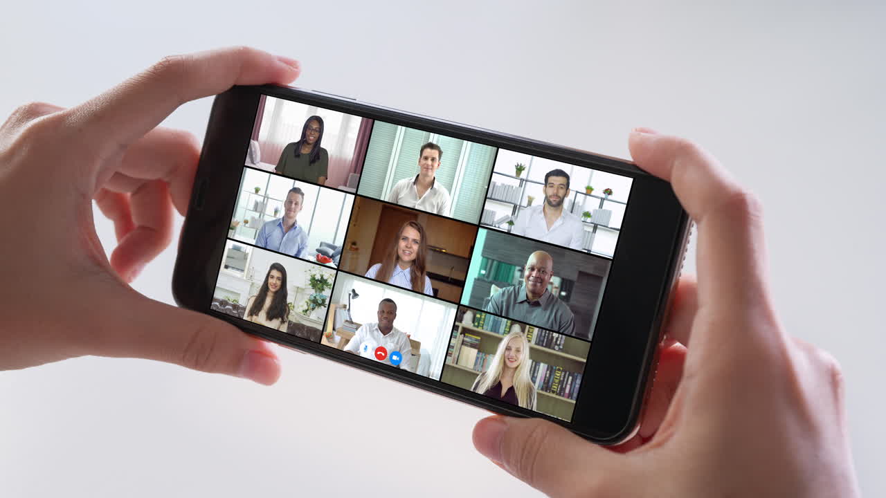 reunión en línea en el teléfono inteligente