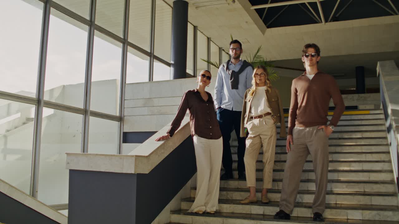 Fashionable Group Portrait on Stairs
