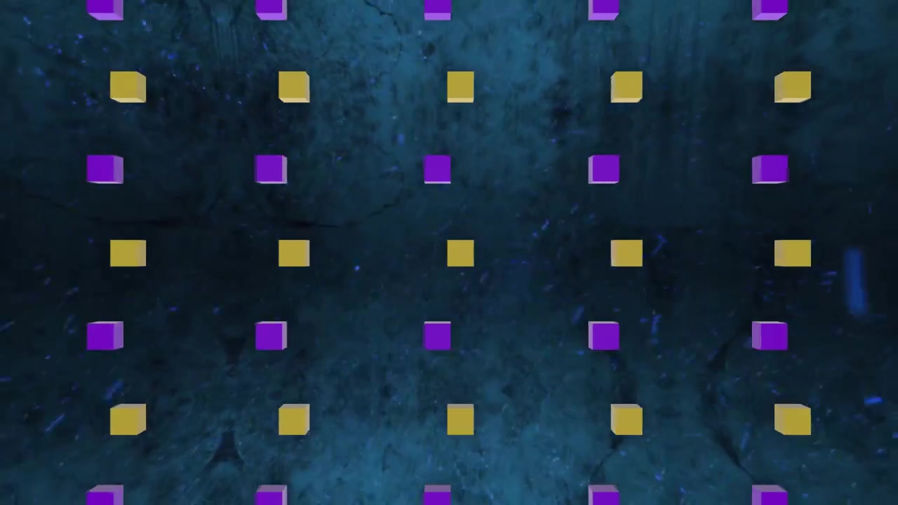 Animation of cubes over sparkles on blue background