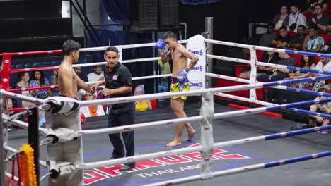 referee checks fighters' gloves and body