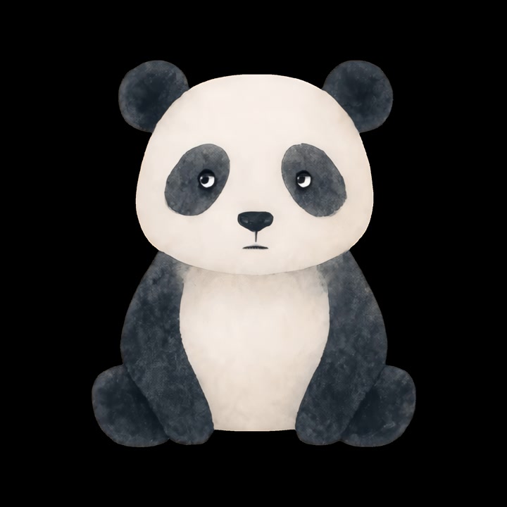 Orso Panda ad Acquerello Animato che si Guarda Intorno