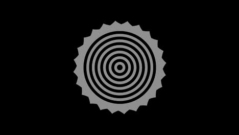 graphic object in black and white with stroboscopic and hypnotic effect, which rotates clockwise decreasing the size from full screen to disappearing in the center, in 16: 9 video format