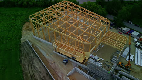 Constructing-a-large-industrial-building-or-warehouse-from-wood-framing---aerial-view