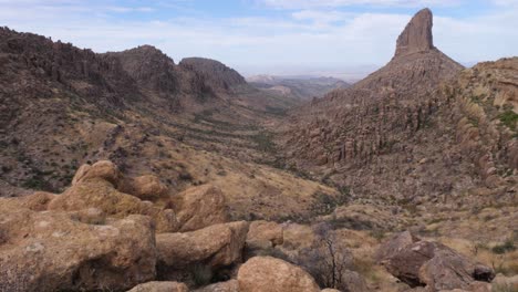 tilt-up of weavers needle in the mountains of arizona