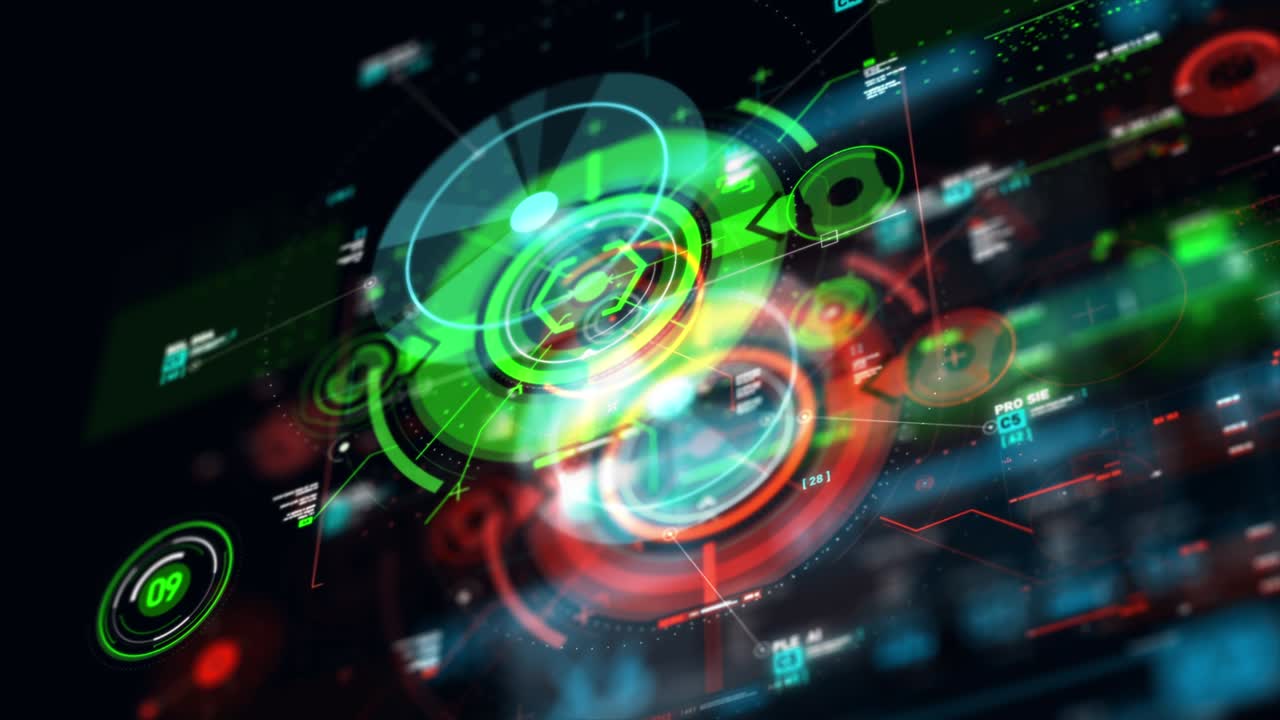 interfaz de usuario futurista hud gui elemento de número de texto digital para tecnología cibernética concepto con poca profundidad de campo oscuro y procesado de grano