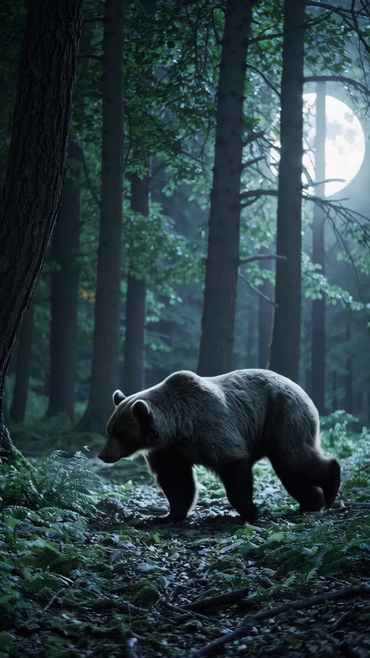 Orso nella foresta al chiaro di luna