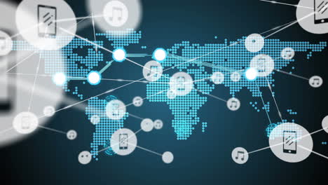 animación del mapa del mundo con redes de conexiones